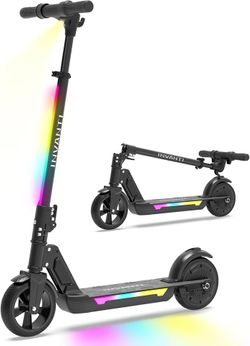 Electric Scooter for Kids Ages 8+, 350W Peak Motor, Max 12mph & 10Miles, 7" Solid Wheel, LED Lights