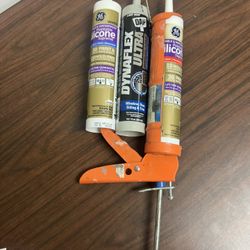 Caulking Gun with 3 Tubes of Sealant – GE Silicone Supreme & DAP Dynaflex Ultra 