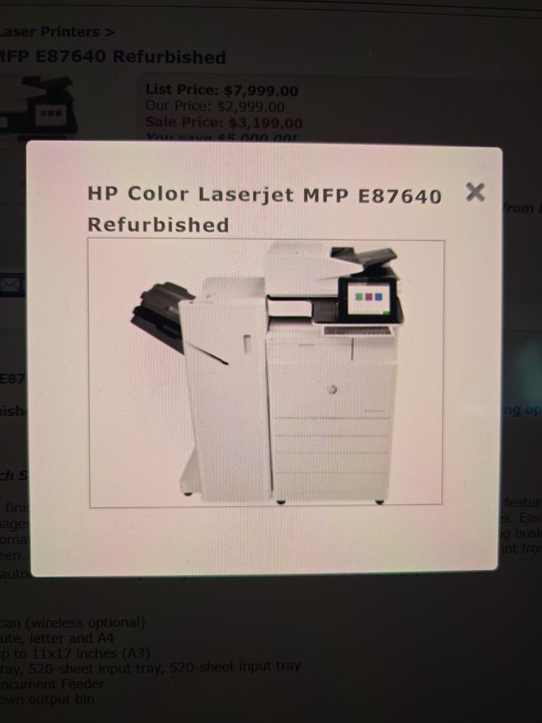 HP Color LaserJet MFP E87640