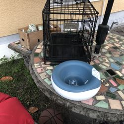 Dog Cage And Bowl Set
