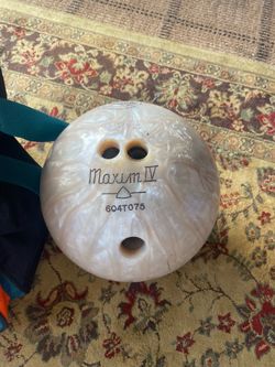 Bowling ball with Miami Dolphins, bowling bag