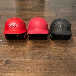 3 Baseball Helmets Adult Size