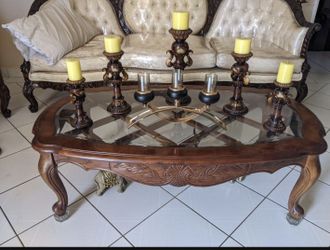 Beautiful Wooden Table With Glass Top