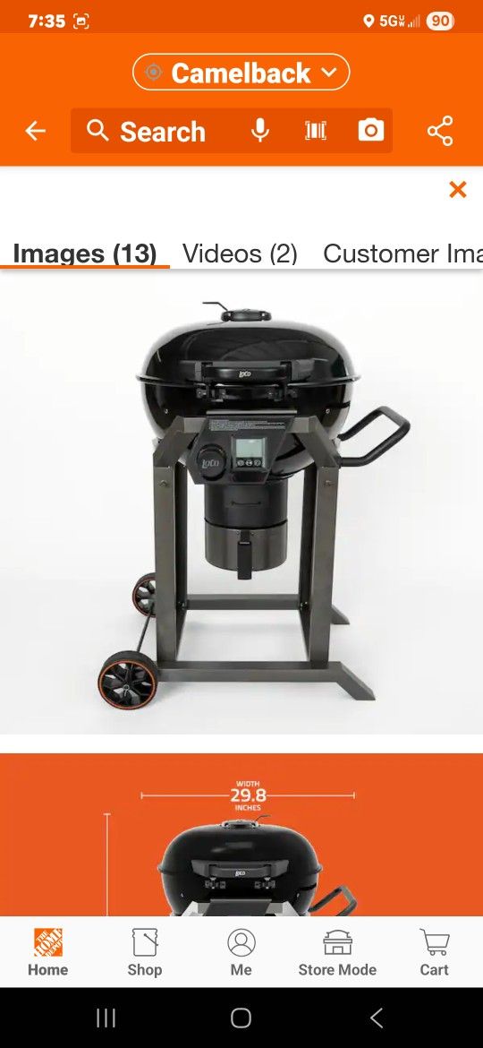 LOCO
22.5 in. SmartTemp Kettle Charcoal Grill in Black with Stand