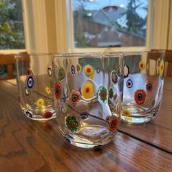 Vintage Leonardo Millefiori Handblown Glass Drinking Glasses