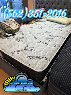 Black bamboo Queen mattress and Boxspring bed set Colchon y tambor