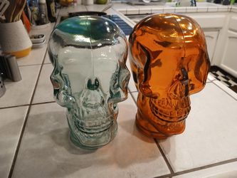 Set of Two Glass Skulls