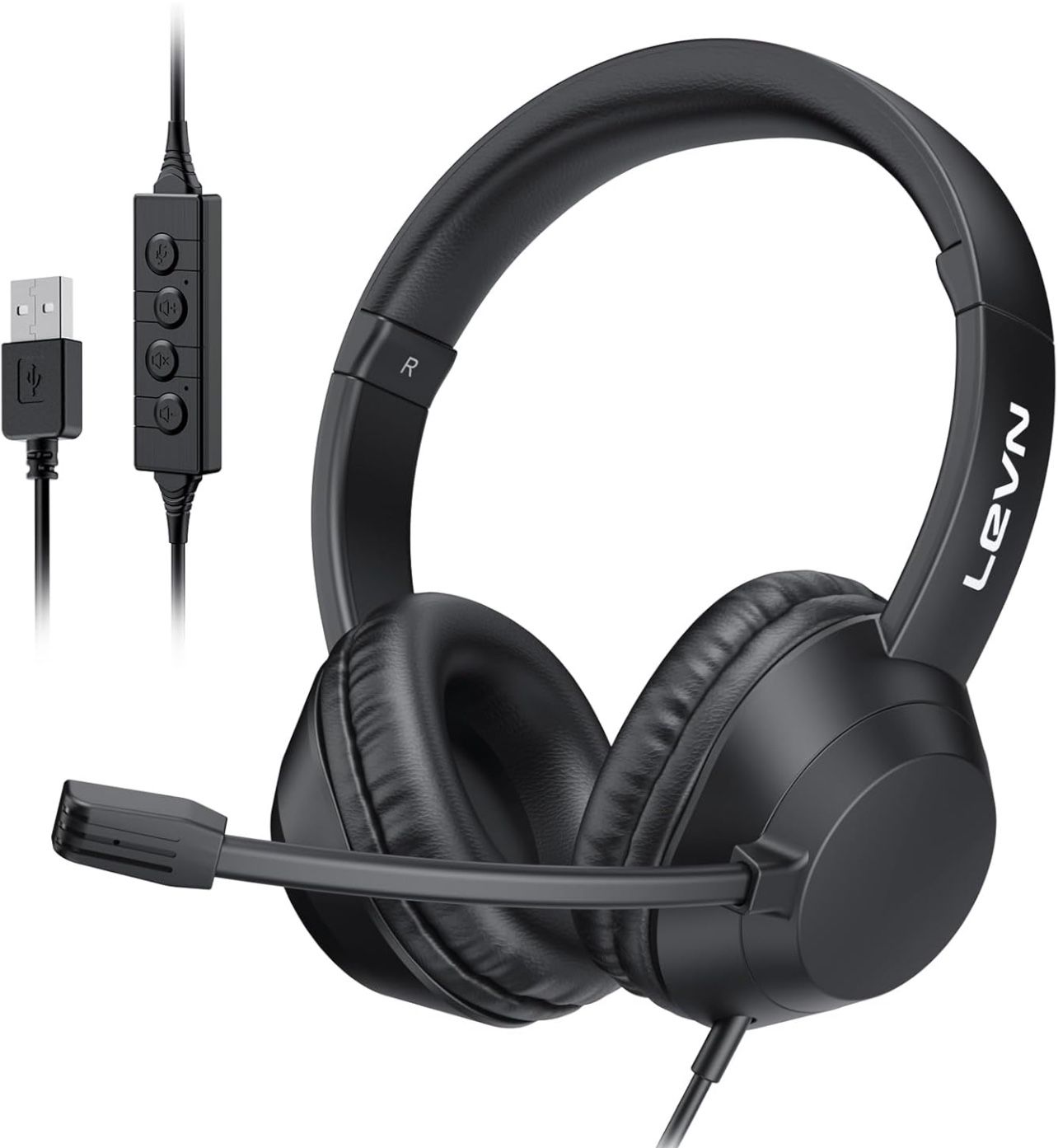 Headset with Mic, USB Headset with Microphone for PC, Headset with Microphone for Pc with Noise Canceling Microphone for Laptop, USB Headset for Work