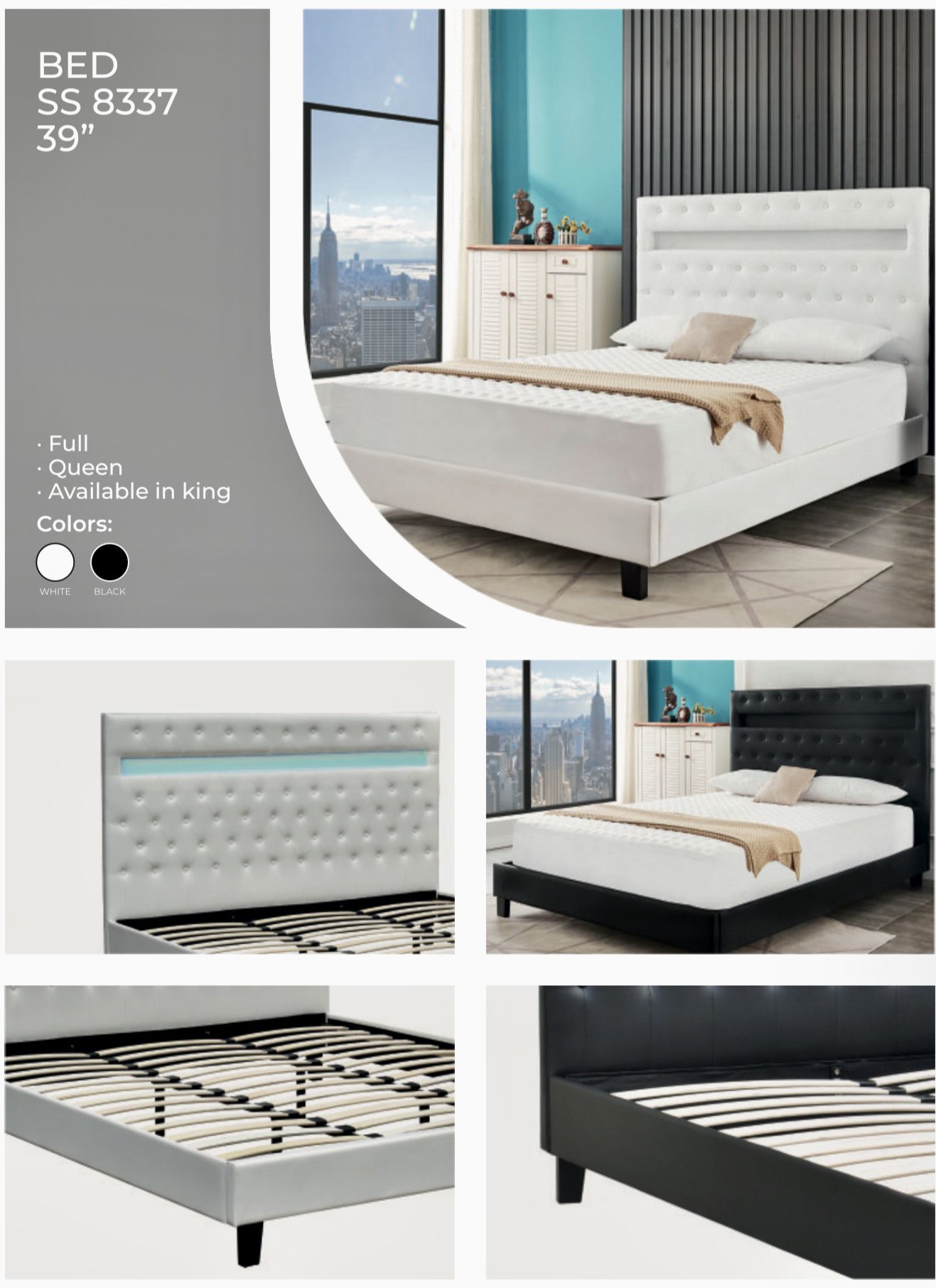 Bed Full , Queen Available !!  Black And White \Cama Full O Queen Size En Negra O Blanca Disponible 