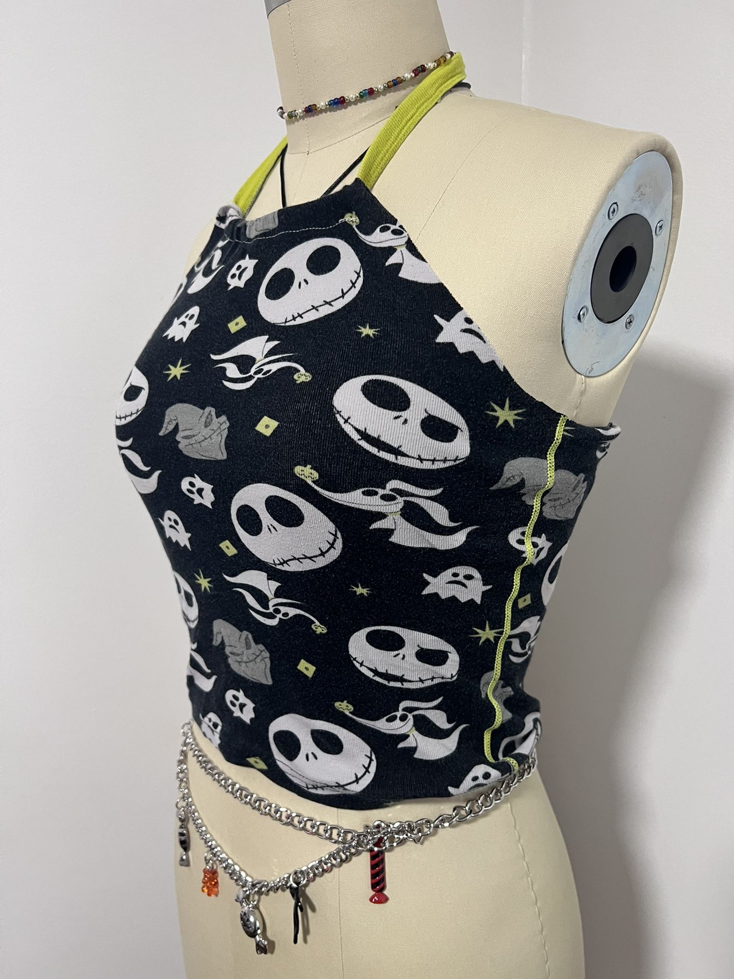 Jack, Nightmare Before Christmas Halter Crop Top Size Is Small. Cotton Fabric Tank Top