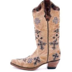 NEW Rare Women Corral Western 3 Cross Vamp Boots Cowboy Cowgirl $299 R1017 US 7 Retail $299