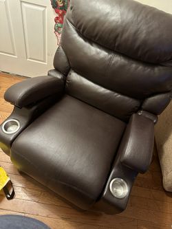 Faux Leather Recliner With USB Port And Button Control 