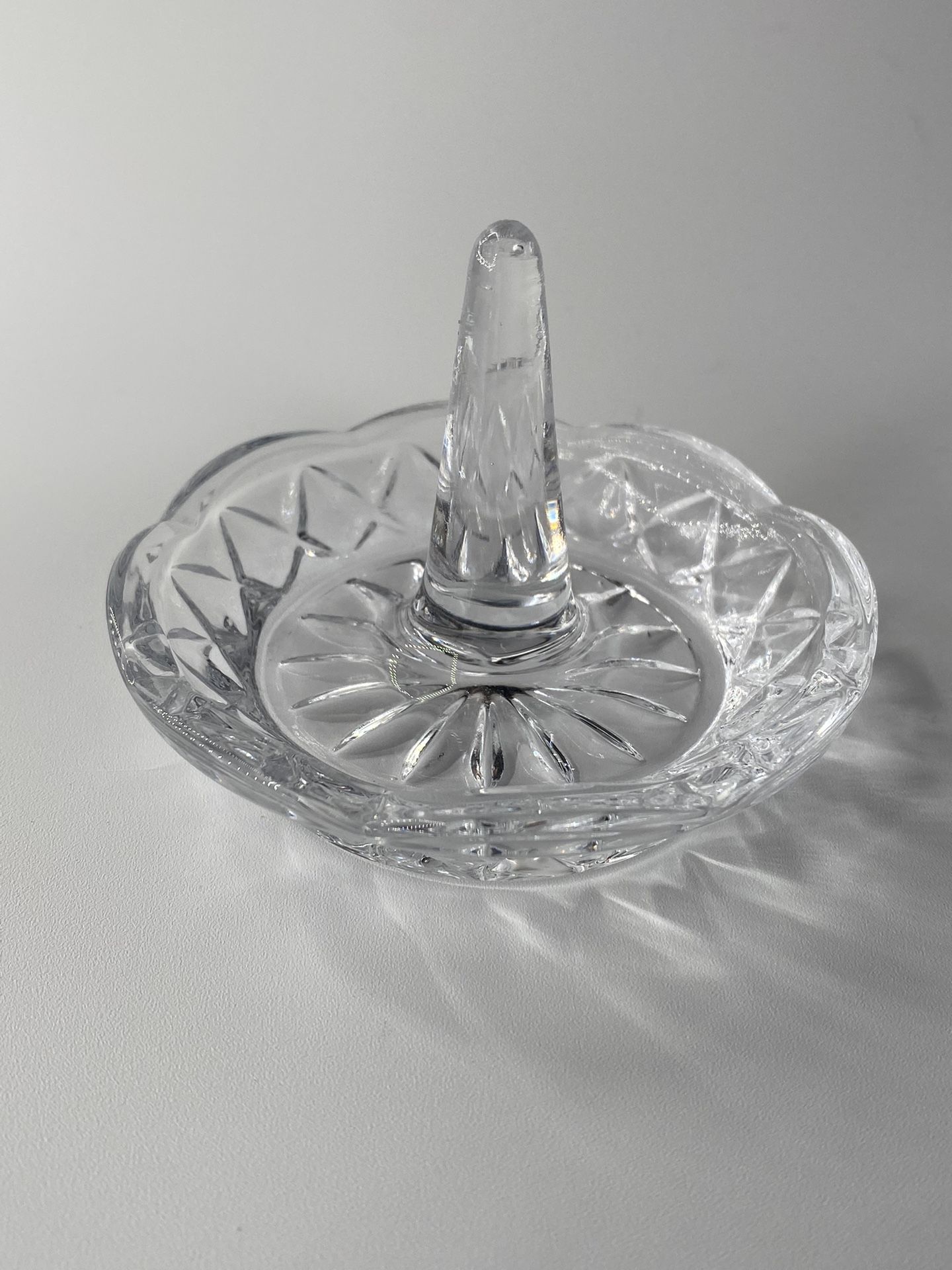 Vintage Clear Jewelry Ring Holder Diamond Swag Cut Glass Bowl Dish Cottagecore