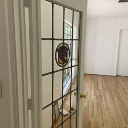 Antique Wood And Glass Door 32” W