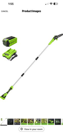 Greenworks 40V 8-Inch Cordless Polesaw, 2.0Ah Battery and Charger Included PS40B210