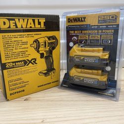 Dewalt 20v 3/8” Impact Wrench And 2x Powerstack Battery 