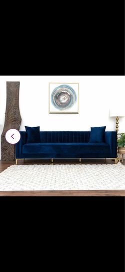 Gabrielle 90.5" Velvet Tuxedo Arm Sofa by Etta Avenue™ – Dark Blue
