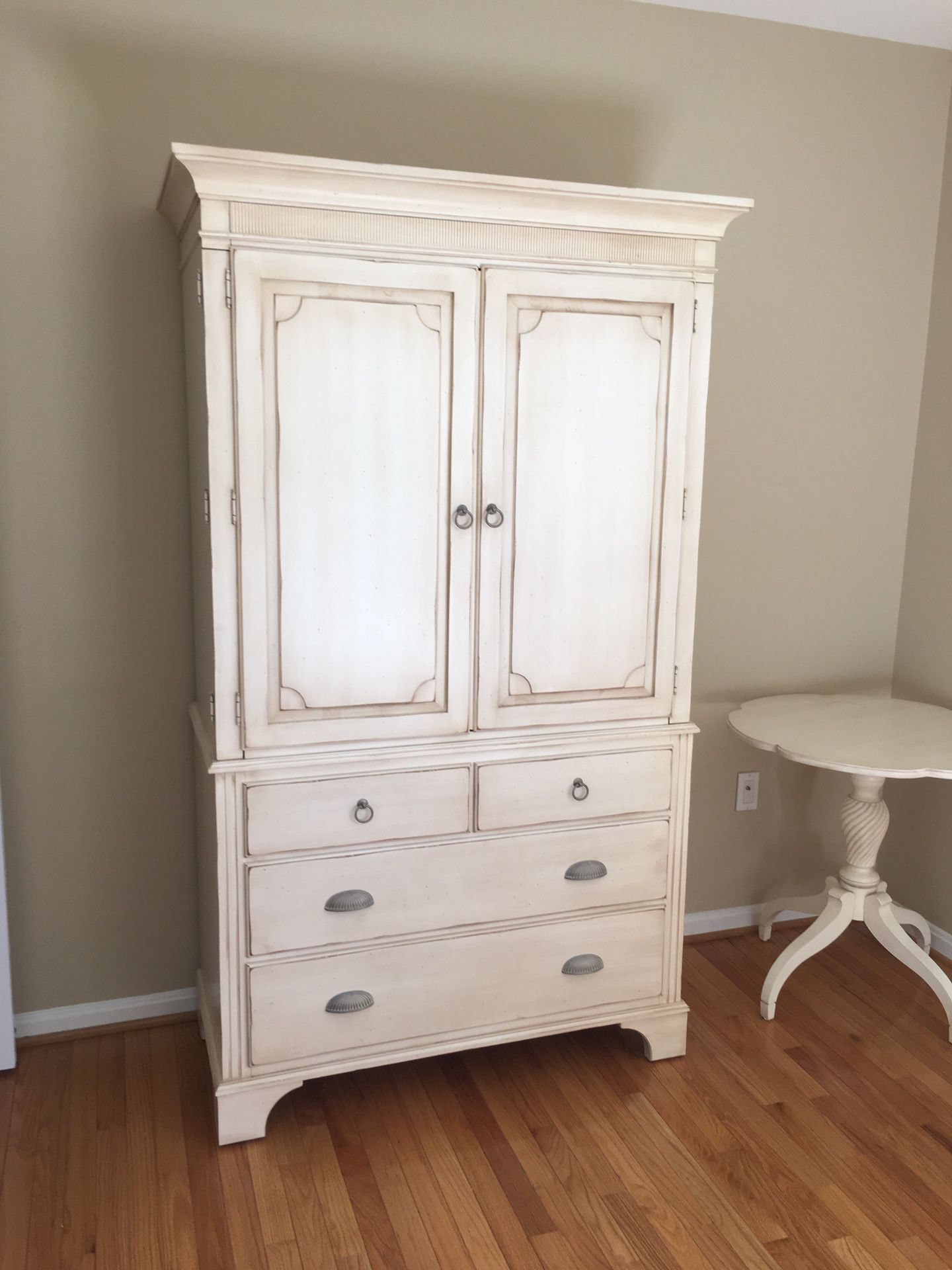 $300/NEGOTIABLE, Ethan Allen Wardrobe / TV Cabinet and Side Table
