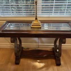 Elegant Wood & Glass Console Table/Entryway Table