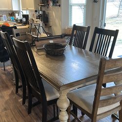 Huge dining table with 8 chairs.