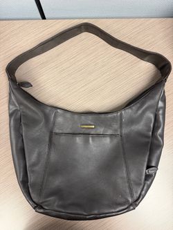 Gray Leather Shoulder Bag