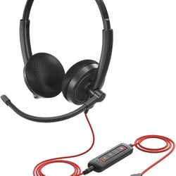 Call Center Headset with Microphone, Noise Cancelling Computer Headphones 3.5mm Audio Jack for PC Cell Phone, in-Line Control with Mute for Skype Webi