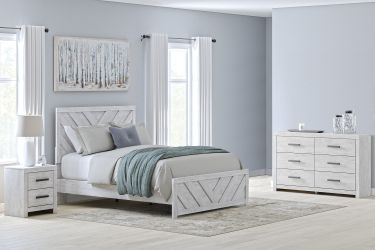 Cayboni Whitewash Full Panel Bed, Dresser and 2 Nightstands (Online Special Price)