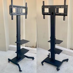 New In Box 32 To 55 Inch 110lbs Capacity Heavy Duty Tv Televison Stand With Floating Shelf And Locking Wheels 