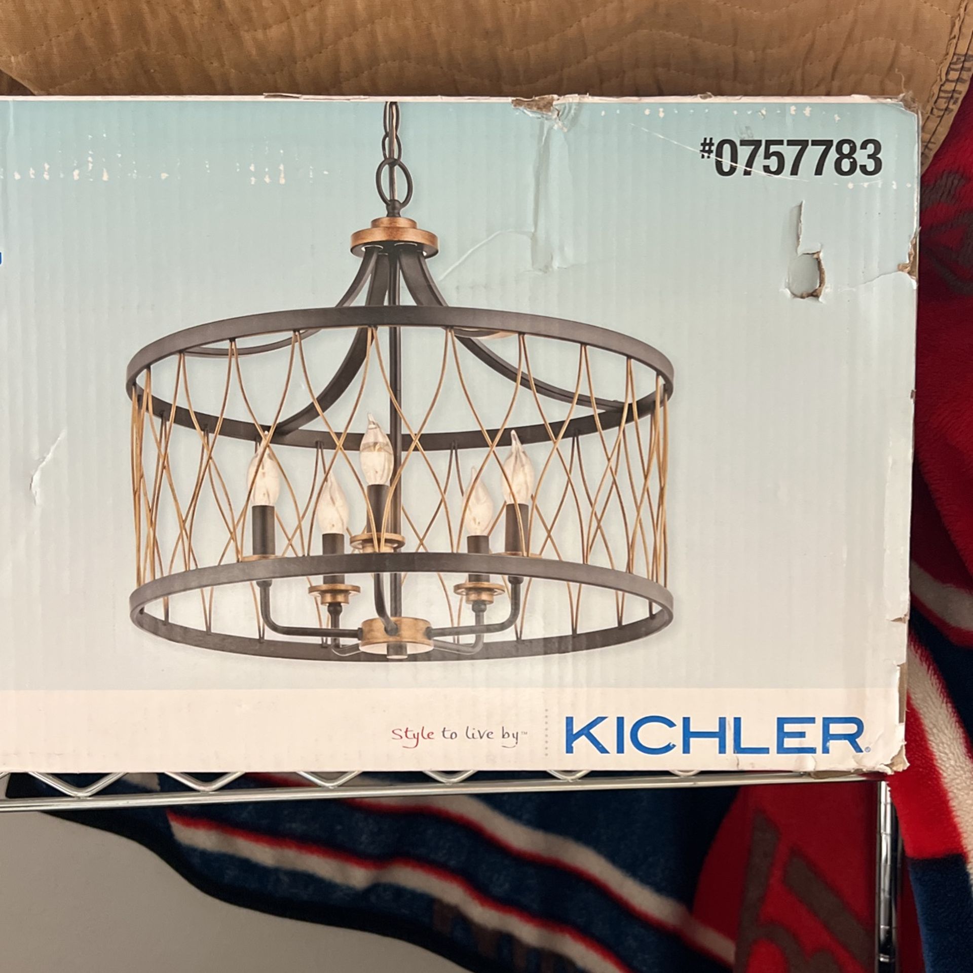 Kichler Brookglen Light Pendant Blk Finished W/ Gold Accents