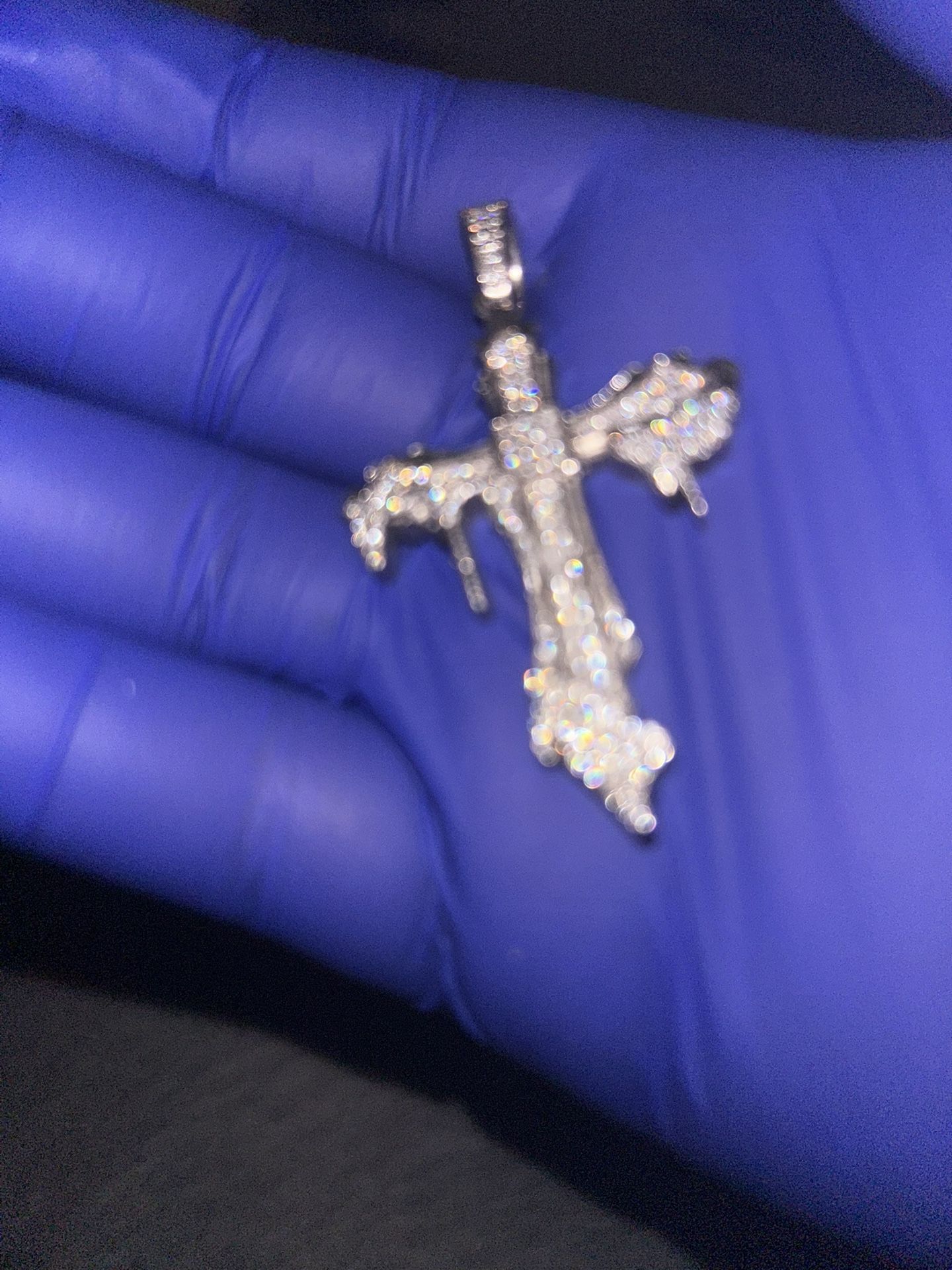 925 Itally Silver VVS Mossanite Cross Pendant Shines Super Hard🔥