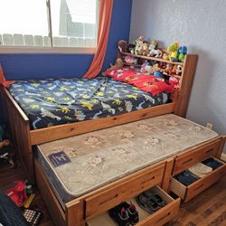 Full Size Captains Bed W/ Twin Trundle