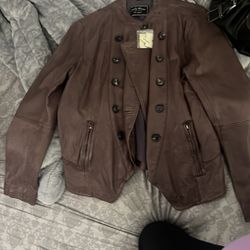 Lucky Brand Brown Leather Jacket Tailored Design