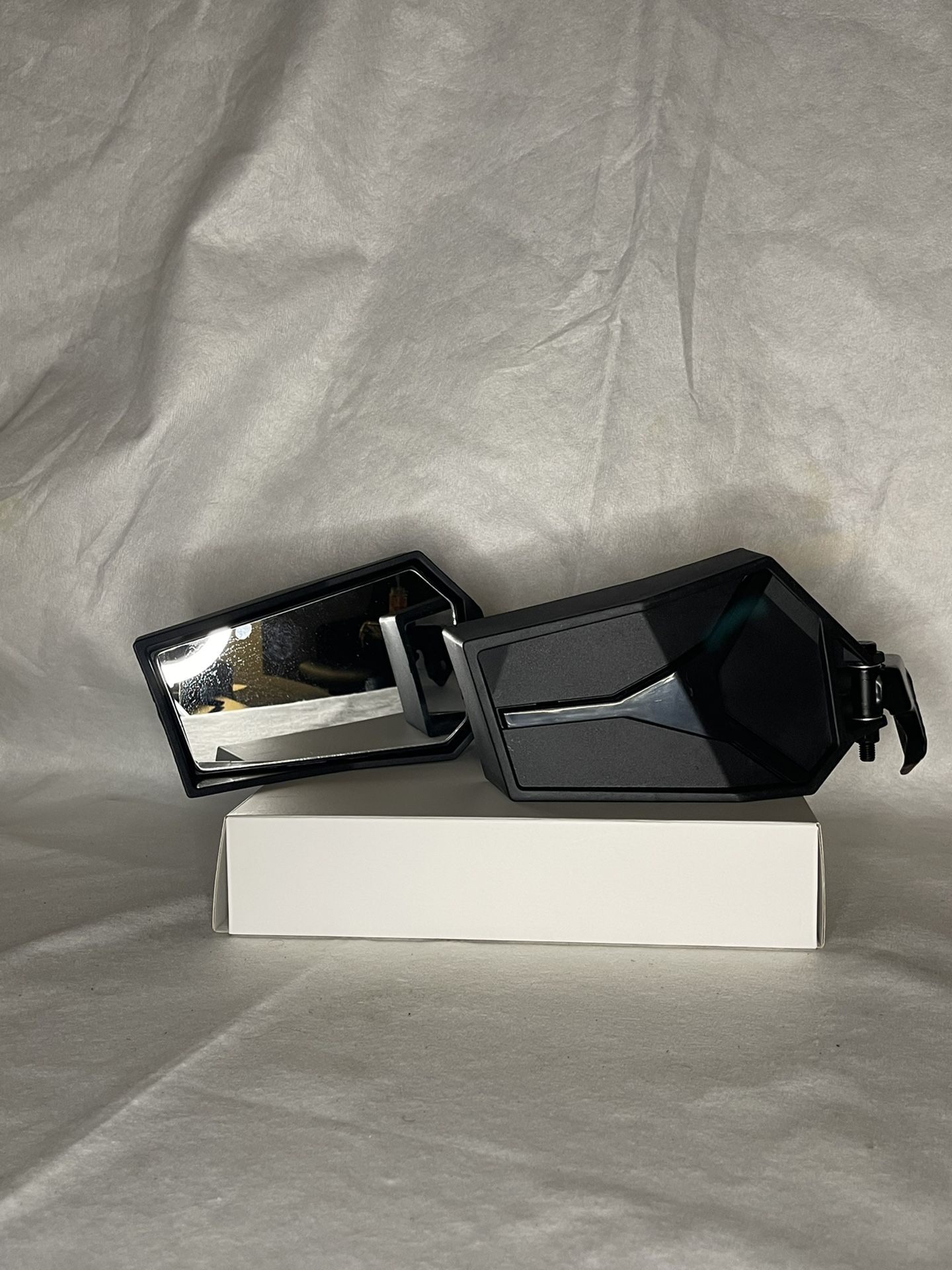 Golf Car Side View Mirror for 1.75" Roll Cage Bar, Adjustable Mirror face.