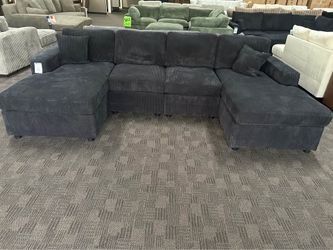 Black comfy double chaise sectional