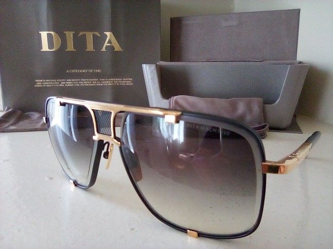 Dita Mach Five Gold Titanium Sunglasses 
