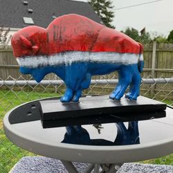 Red Red, White And Blue Buffalo Statue
