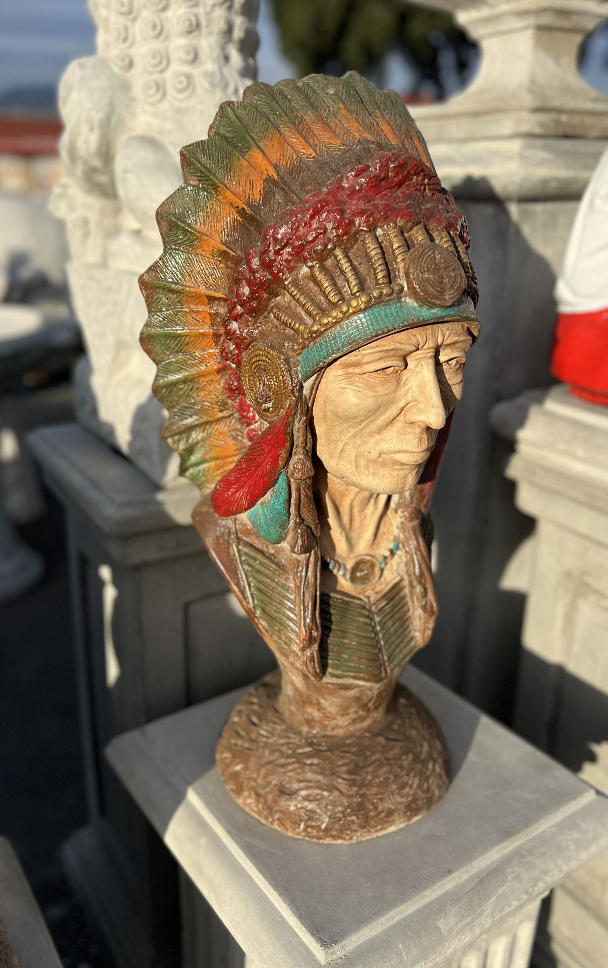 Native American Indian Chief Concrete Statue