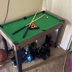 Mini Pool Table Two Pool Sticks Etc