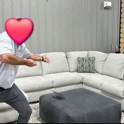 By Ashley// Beige-Brown Oversized Sectional, Seccional, Couch// Delivery Available 