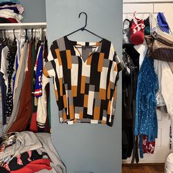 SHEIN Black & Orange Work Shirt – Size XL