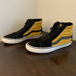 Vans Pro Classics Black Mustard Suede Corduroy Skate Shoes High Men’s Size 13