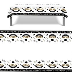SUNKIM 2Pcs Graduation Table Cloths Decorations 2022 Graduation Party Supplies Graduate Table Runner for Congrats Grad Table Cover Graduation Decor Bl