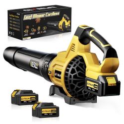 GEVEELIFE Leaf Blower Cordless, 650CFM & 3 Speed Levels, Electric Cordless Leaf Blower with 2 * 5.0Ah Battery Powered