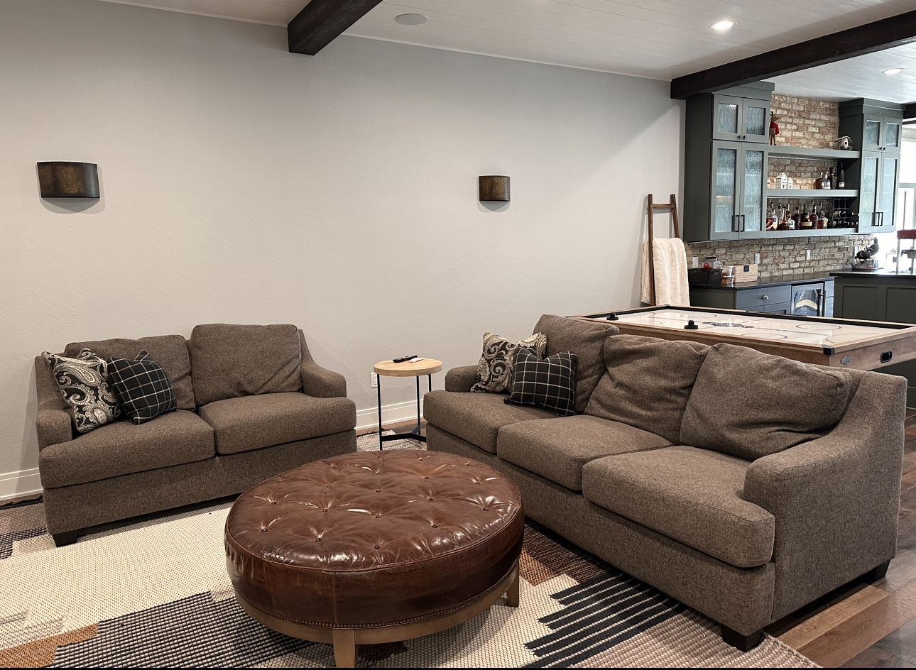 Grey Couch And Loveseat With Pillows 