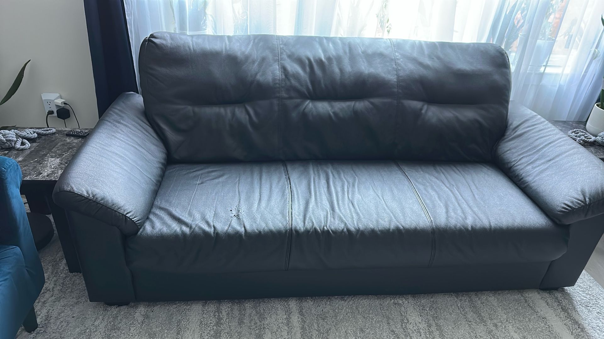 Black Faux Leather Couch