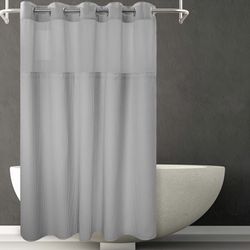 Brand New Waffle Weave Fabric Shower Curtain includes Snap-in Liner 71” x 74” (still sealed in box !)