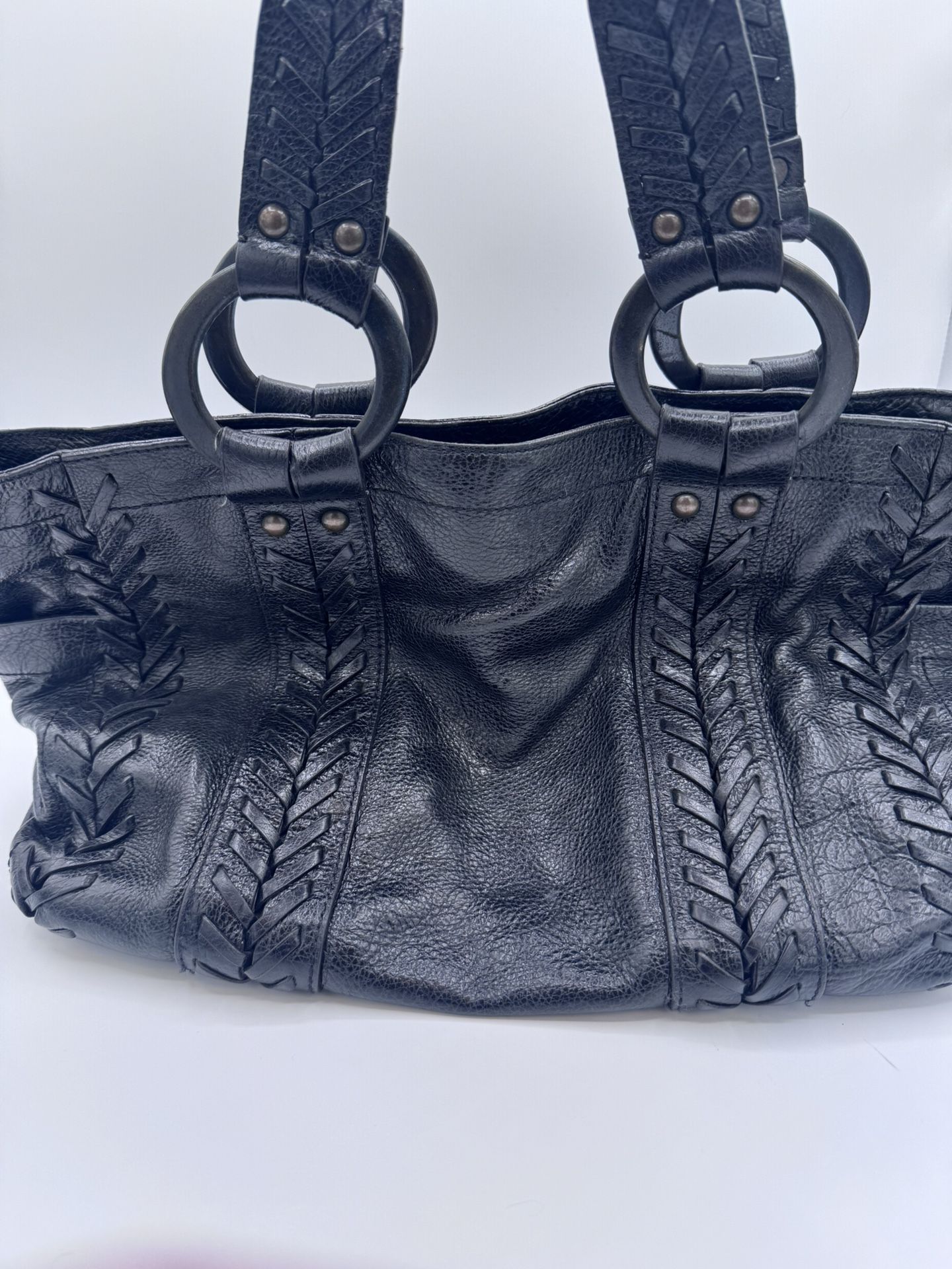 Jessica Simpson Black Leather Large Purse Handbag Tote