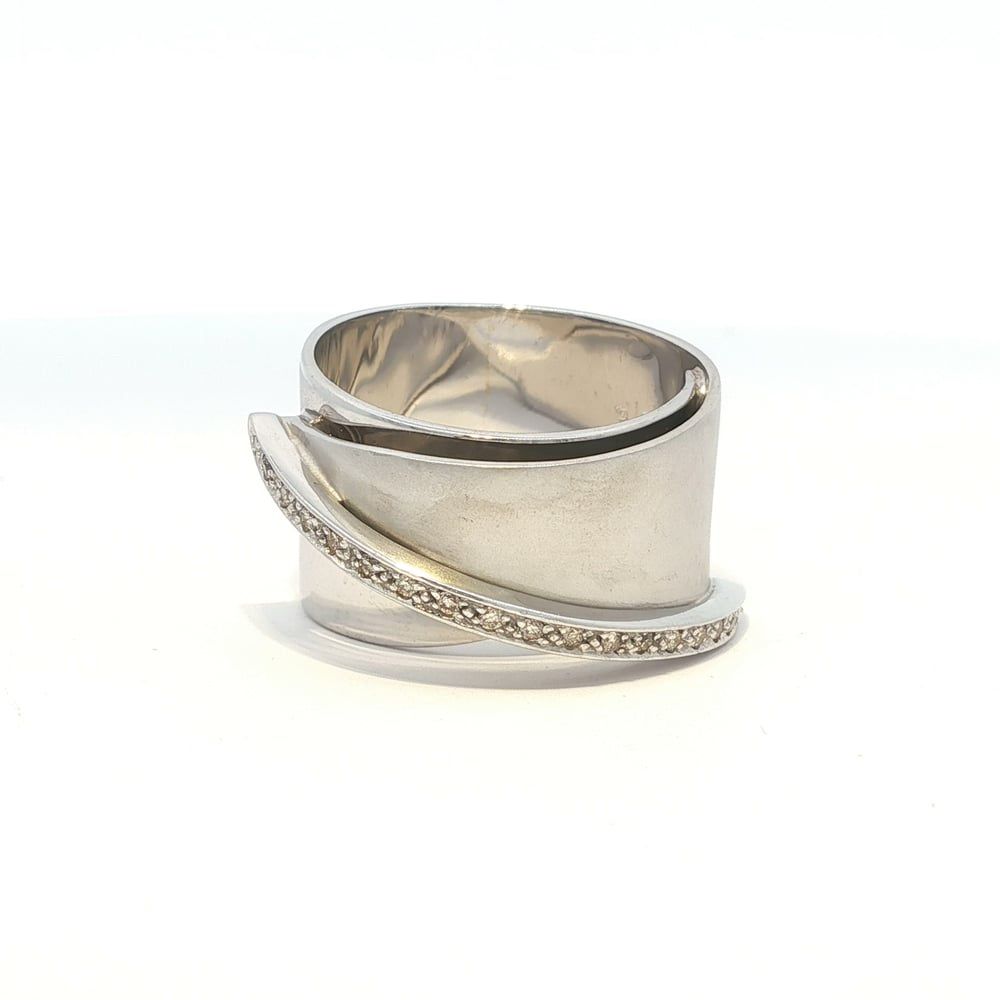 Ladies Custom 14k White Fold Matte Finish Diamond Band Statement Ring Size 7 11055342