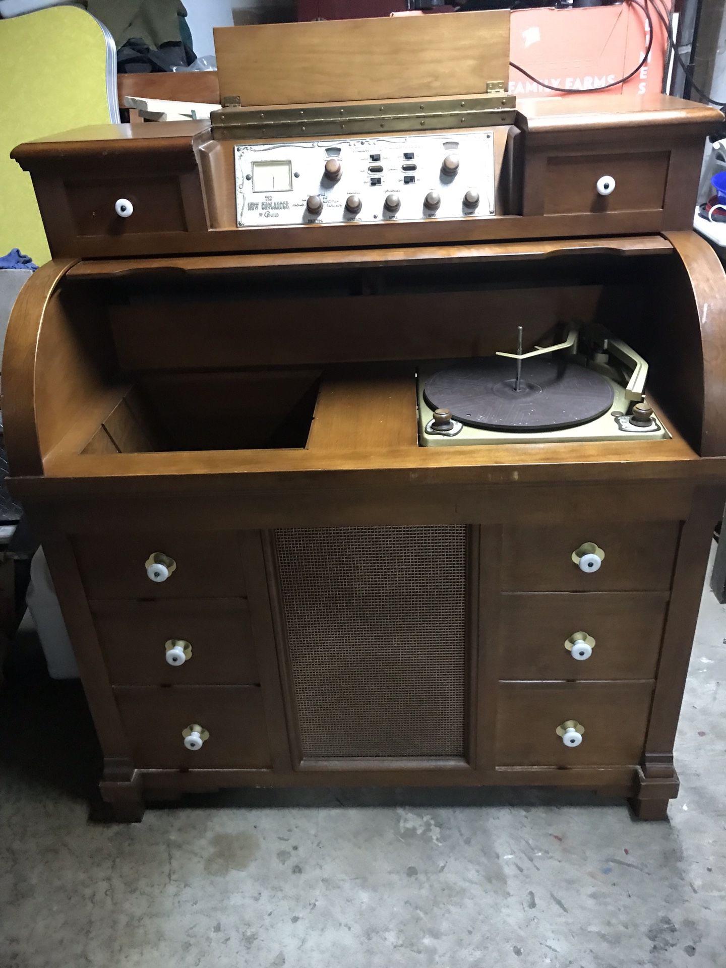 Vintage roll top desk hi-fidelity stereo
