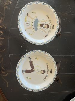 Pair Cleminsons decorative whimsical plates